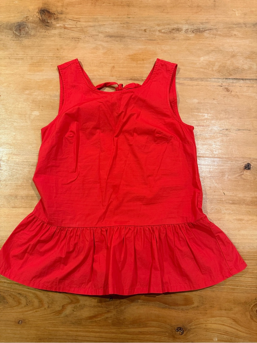 J.Crew Red Double Bow Back Ruffle Peplum Top XXS